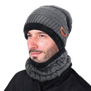 Caldo cappello lavorato a maglia con sciarpa (donna e uomo)