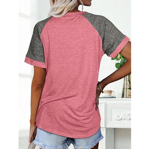 T-shirt a contrasto con maniche raglan girocollo larghe