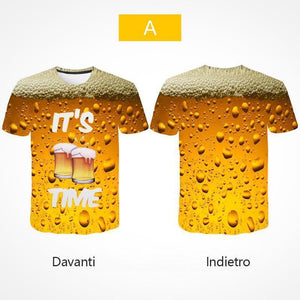 T-shirt manica corta con stampa 3D di bolle di birra