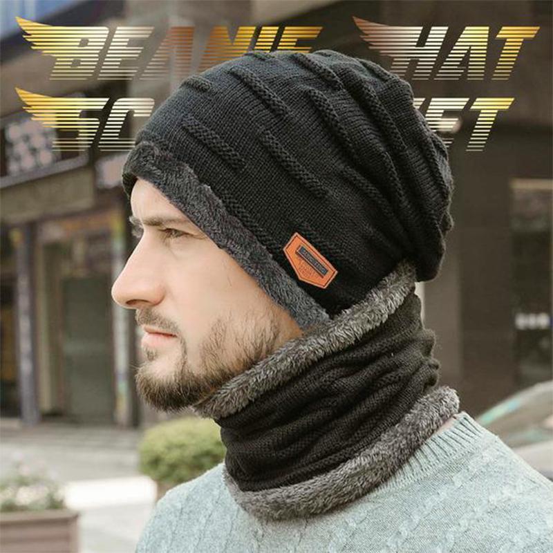 Caldo cappello lavorato a maglia con sciarpa (donna e uomo)