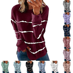 Camicia a maniche lunghe maglione a righe da donna