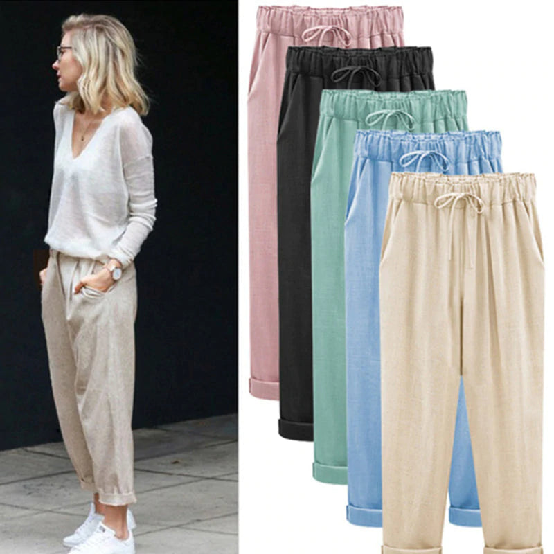 Pantaloni-cropped-in-lino-sottile