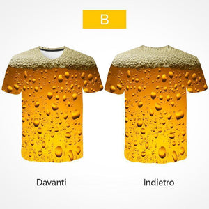 T-shirt manica corta con stampa 3D di bolle di birra