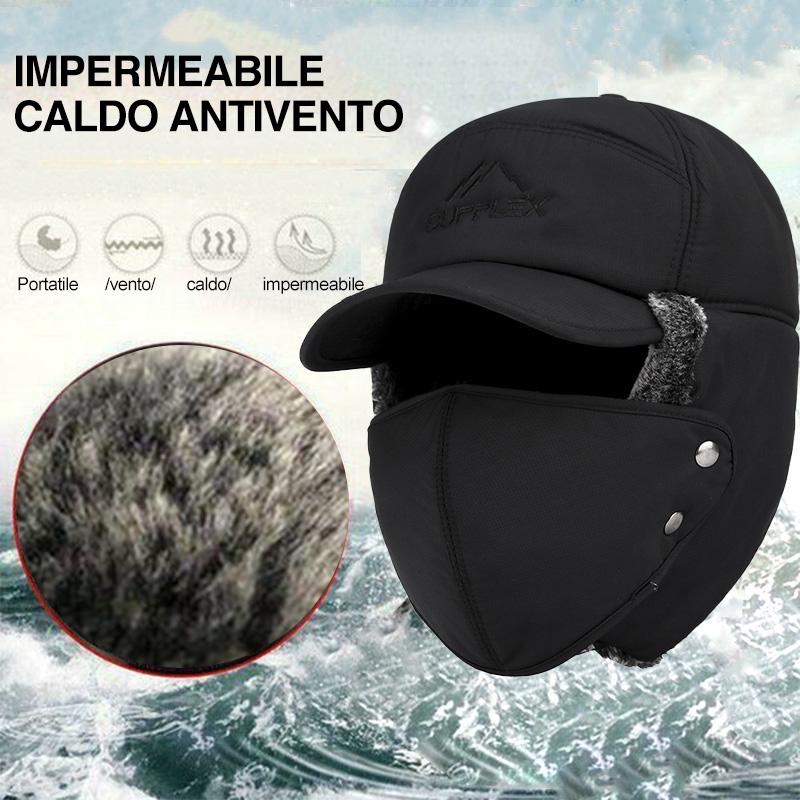 Cappello unisex antivento e caldo, protezione per le orecchie e protezione per il viso