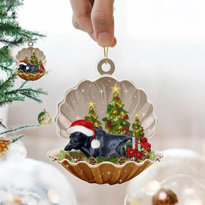 Bulldog francese-Perla dormiente in ornamento natalizio su due lati